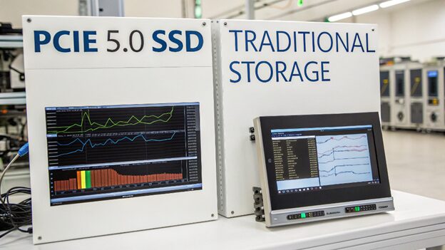 PCIe 5.0 SSD vs traditional storage load time comparison PCIe 5.0 SSD vs traditional storage load time comparison