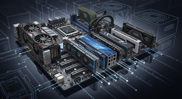 Diagram showing PCIe slots and expansion card compatibility