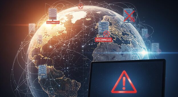 DNS伺服器故障導致網路中斷示意圖 DNS伺服器故障導致網路中斷示意圖