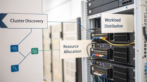 Multi-Kubernetes cluster deployment and scheduling workflow diagram Multi-Kubernetes cluster deployment and scheduling workflow diagram