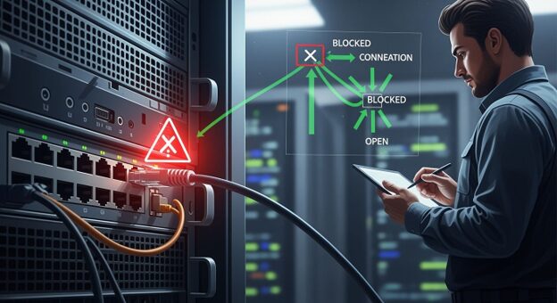 Diagram showing how to detect and fix an occupied server port in a hosting environment Diagram showing how to detect and fix an occupied server port in a hosting environment