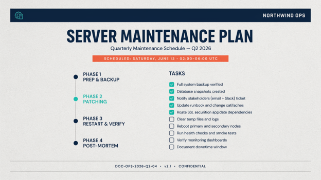 Diagram of a server maintenance plan for Japan hosting