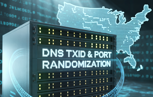 DNS TXID and port randomization diagram DNS TXID and port randomization diagram
