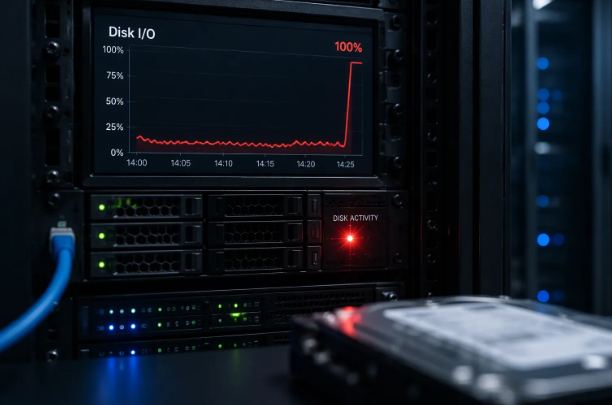 Server disk I/O spike causing storage bottlenecks